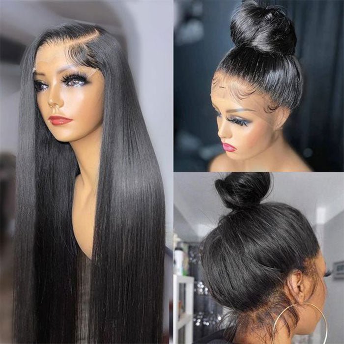 360 Hd Transparent Lace Front Straight Wigs with Baby Hair in Natural Color - Superlovehair